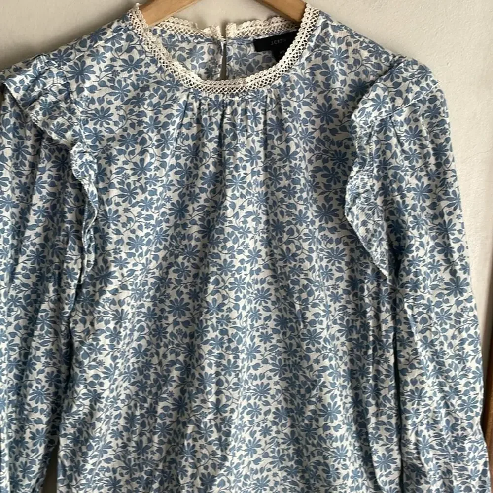J.Crew Flutter-sleeve shirt in shadow stripe floral